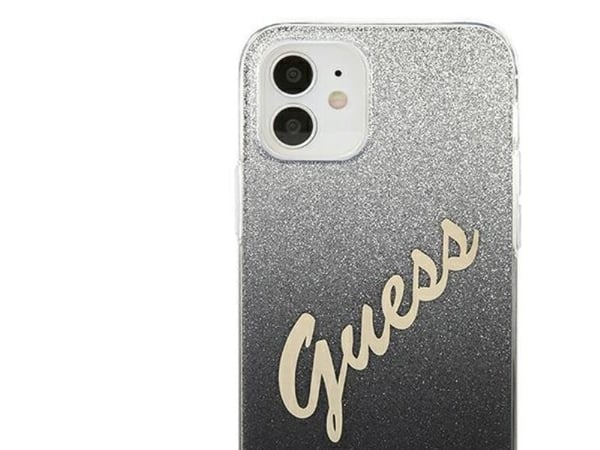Guess GUHCP12SPCUGLSBK iPhone 12 mini 5,4" czarny/black hardcase Glitter Gradient Script