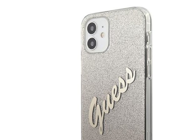 Guess GUHCP12SPCUGLSGO iPhone 12 mini 5.4" kovakotelo Glitter Gradient Script - kulta/kultainen