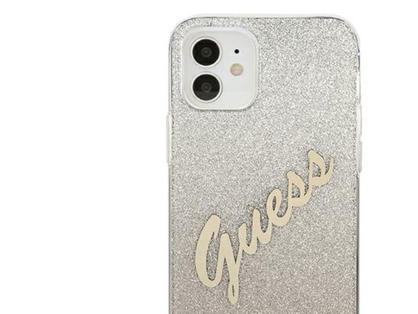 Guess GUHCP12SPCUGLSGO iPhone 12 mini 5.4" kovakotelo Glitter Gradient Script - kulta/kultainen