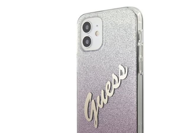 Guess GUHCP12SPCUGLSPI iPhone 12 mini 5,4" rosa/rosa hårdskal Glitter Gradient Script