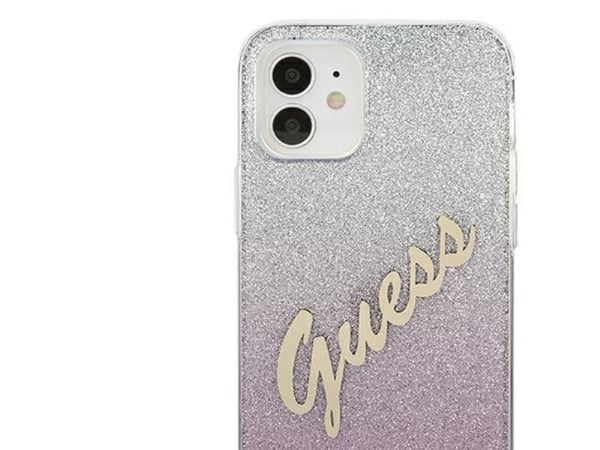 Guess GUHCP12SPCUGLSPI iPhone 12 mini 5,4" rosa/rosa hårdskal Glitter Gradient Script