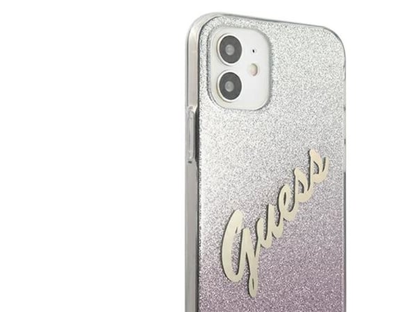 Guess GUHCP12SPCUGLSPI iPhone 12 mini 5,4" rosa/rosa hårdskal Glitter Gradient Script