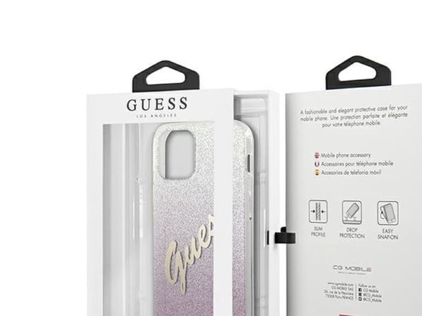 Guess GUHCP12SPCUGLSPI iPhone 12 mini 5,4" rosa/rosa hardcase Glitter Gradient Script
