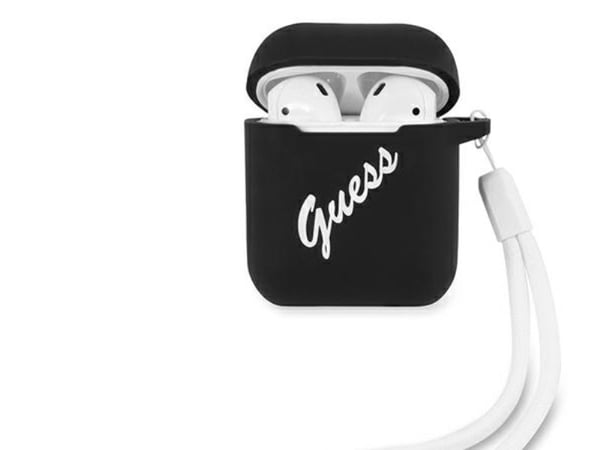 Guess GUACA2LSVSBW AirPods-deksel - svart/hvit vintage i silikon