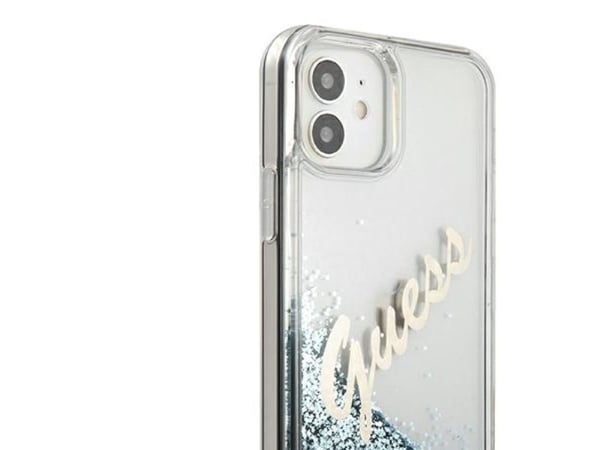 Guess GUHCP12SGLVSBL iPhone 12 mini 5.4" sininen / sininen kova kotelo Glitter Vintage Script