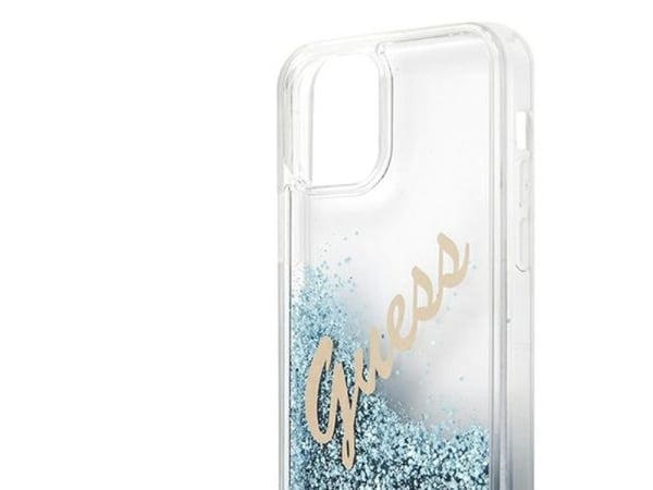 Guess GUHCP12SGLVSBL iPhone 12 mini 5.4" sininen / sininen kova kotelo Glitter Vintage Script