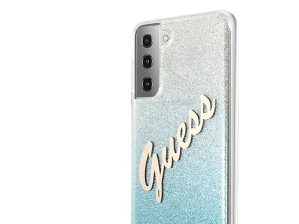 Guess GUHCS21MPCUGLSBL S21+ G996 sininen/sininen kovakotelo Glitter Gradient Script