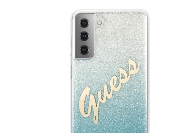 Guess GUHCS21MPCUGLSBL S21+ G996 sininen/sininen kovakotelo Glitter Gradient Script