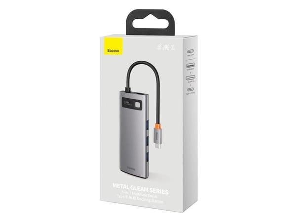 Baseus Metal Gleam, USB 3.2 Gen 1 (3.1 Gen 1) Type-C, 100 W, Grå, 4K Ultra HD, 60 Hz, HDMI, USB 2.0, USB 3.2 Gen 1 (3.1 Gen 1) Type-A, USB 3.2 Gen ...