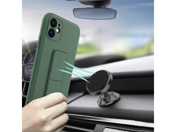 Wozinsky kickstand-deksel iPhone 12 silikondeksel med stativ - lys blå