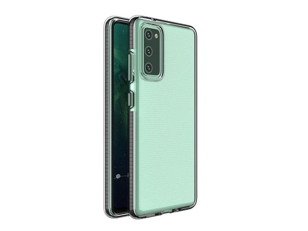 Spring Case klar TPU-beskyttelsesdeksel med fargerik ramme til Samsung Galaxy A02s EU - svart