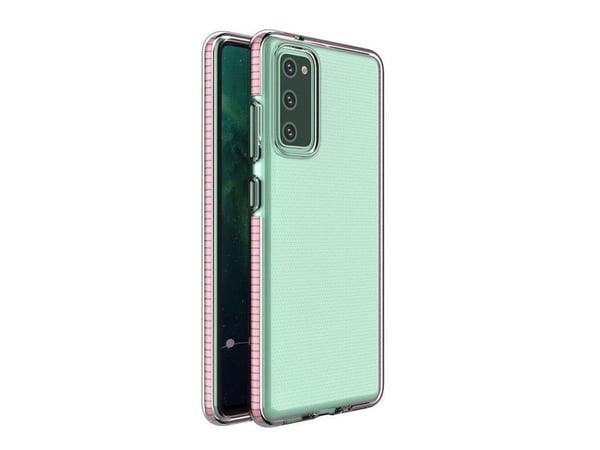 Spring Case klart TPU gel-beskyttelsesdeksel med fargerik ramme til Samsung Galaxy A02s EU - lyse rosa