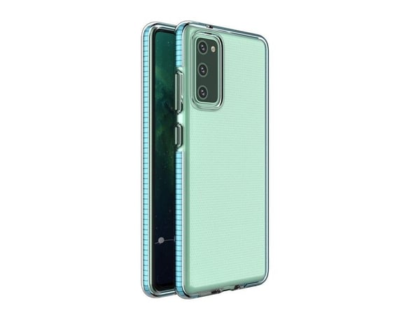 Spring Case klar TPU gel beskyttelsesdeksel med fargerik ramme til Samsung Galaxy A72 4G - Lys blå