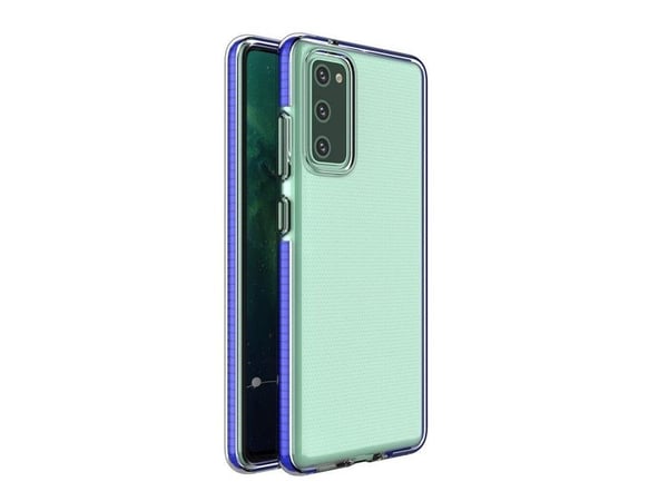 Spring Case gjennomsiktig TPU-gel beskyttelsesdeksel med fargerik ramme for Samsung Galaxy A72 4G - mørk blå