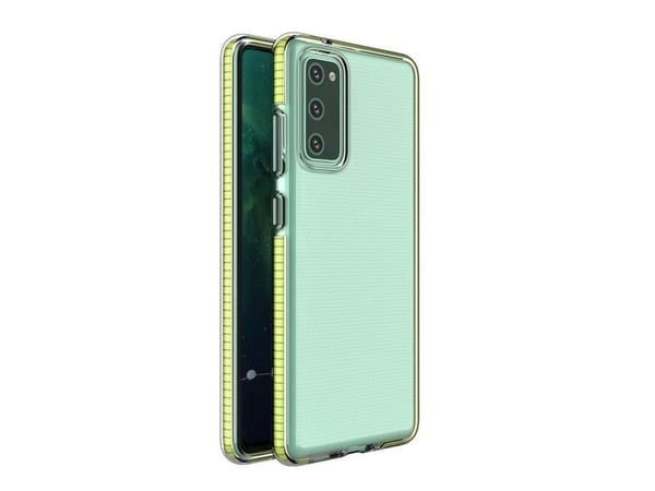 Hurtel Spring Case klar TPU-gel beskyttelsesdeksel med fargerik ramme til Samsung Galaxy A72 4G - gul