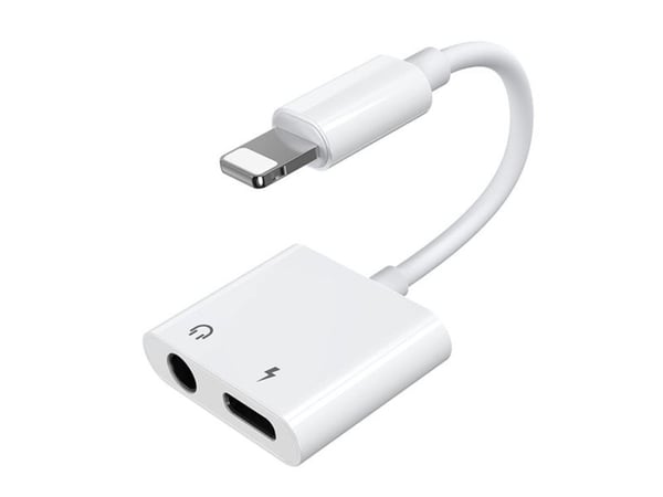 Joyroom S-Y104 hodetelefonadapter Lightning - Lightning / mini-jack 3,5 mm - hvit