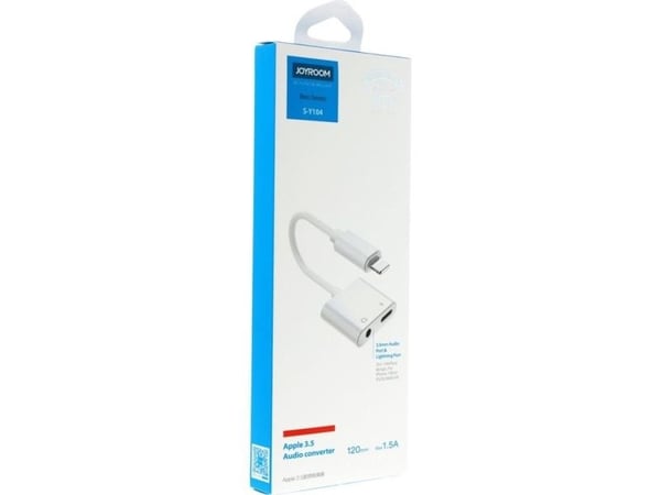 Joyroom S-Y104 hodetelefonadapter Lightning - Lightning / mini-jack 3,5 mm - hvit