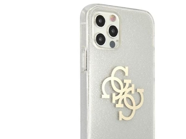 Guess GUHCP12LPCUGL4GTR hårt glitter-skal till iPhone 12 Pro Max 6,7" 4G Big Logo - transparent