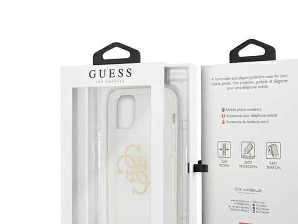Guess GUHCP12LPCUGL4GTR hårt glitter-skal till iPhone 12 Pro Max 6,7" 4G Big Logo - transparent