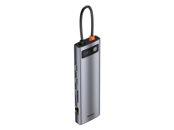 Baseus Metal Gleam Series 11-in-1, Koblet med ledninger (ikke trådløs), USB 3.2 Gen 1 (3.1 Gen 1) Type-C, 100 W, 3,5 mm, 10,100,1000 Mbit/s, 10BASE...