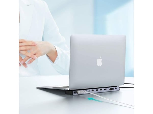 Choetech dokkingstasjon hub-adapter USB Type C 11in1 100W PD grå (HUB-M20)