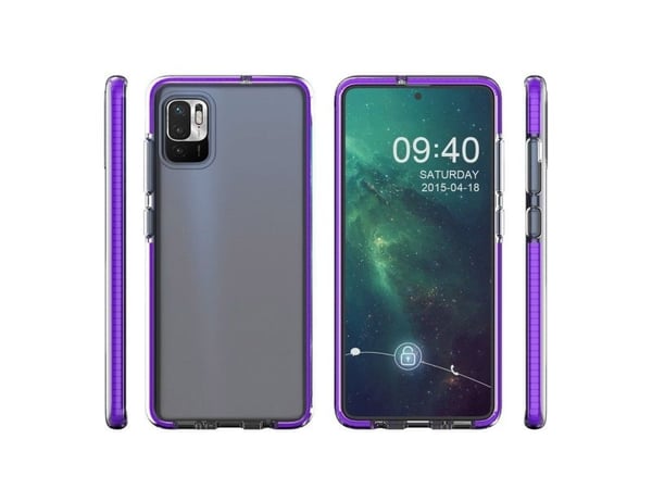 Spring Case klar TPU-gelbeskyttelse med fargerik ramme til Xiaomi Redmi Note 10 5G / Poco M3 Pro - svart