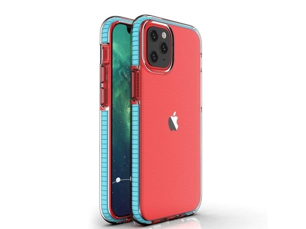 Spring deksel i klar TPU-gel med fargerik ramme til iPhone 13 Pro - lys blå