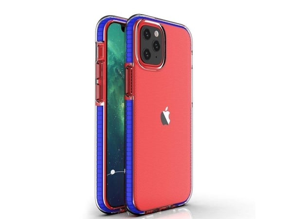 Spring TPU gel-tildeksel med fargerik ramme til iPhone 13 mini - mørkeblå
