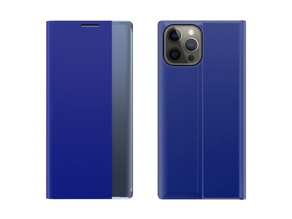 Sleep Case bokhylle-type deksel med smartvindu til iPhone 13 Pro Max - blå