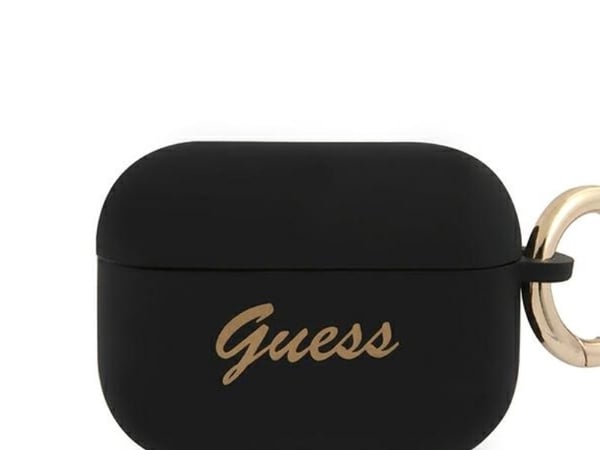 Hurtel Guess GUAPSSSK-skal till AirPods Pro - svart/svart silikon Vintage Script