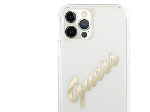 Guess GUHCP12LKTRSVGO iPhone 12 Pro Max 6,7" transparent hardcase Vintage Script Gold