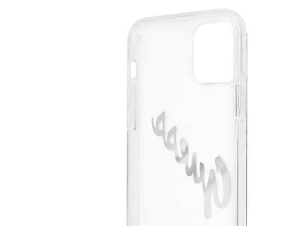 Guess GUHCP12LKTRSVSI hardcase Vintage Script til iPhone 12 Pro Max 6.7" - transparent sølv