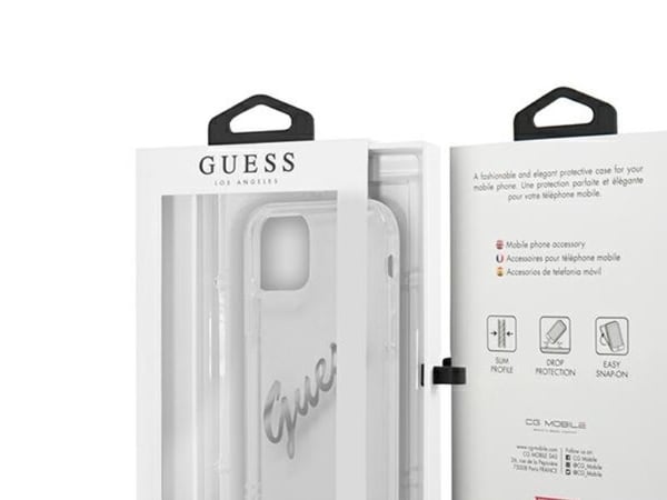 Guess GUHCP12LKTRSVSI hardcase Vintage Script til iPhone 12 Pro Max 6.7" - transparent sølv