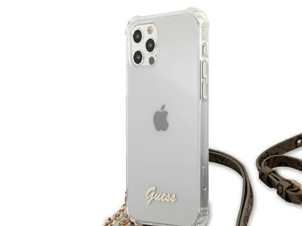 Guess GUHCP12MKC4GSGO iPhone 12/12 Pro 6,1" transparent hardcase 4G gullkjede