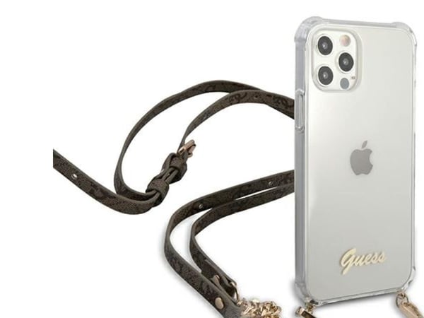Guess GUHCP12MKC4GSGO iPhone 12/12 Pro 6,1" transparent hardcase 4G gullkjede