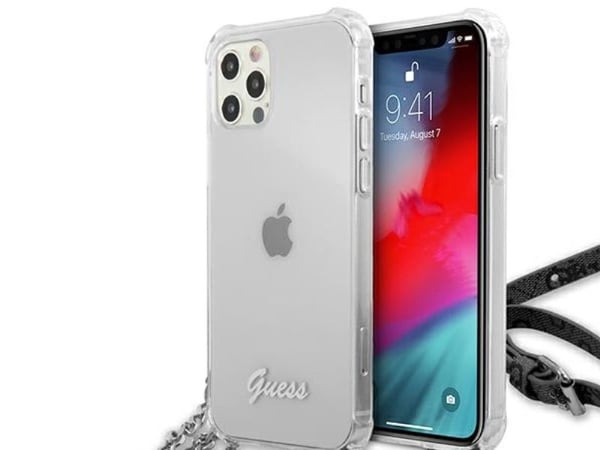 Guess GUHCP12MKC4GSSI iPhone 12/12 Pro 6,1" Transparent hardcase 4G Silver Chain