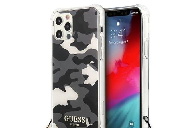 Guess GUHCP12MKSARBK iPhone 12/12 Pro 6,1" hårt mobilskal Camo Collection - svart/svart