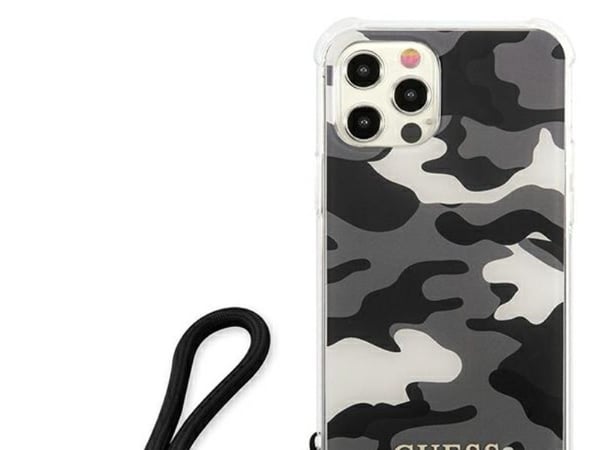 Guess GUHCP12MKSARBK iPhone 12/12 Pro 6,1" hårt mobilskal Camo Collection - svart/svart