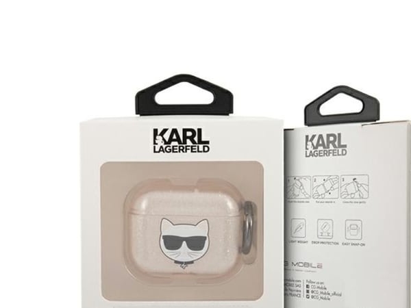 Karl Lagerfeld Glitter Choupette-skal för AirPods 3 - Guld
