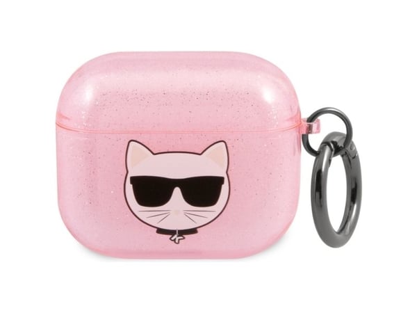 Karl Lagerfeld Glitter Choupette-fodral till AirPods 3 - rosa