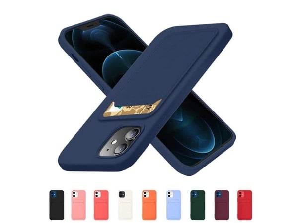 Kortholder i silikon lommebok med kortlomme og dokumentplass for Samsung Galaxy A42 5G - navy blue