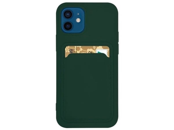 Hurtel kortholder i silikon lommebokdeksel med kortspor og dokumenter til Xiaomi Redmi 10X 4G / Xiaomi Redmi Note 9 - mørkegrønn
