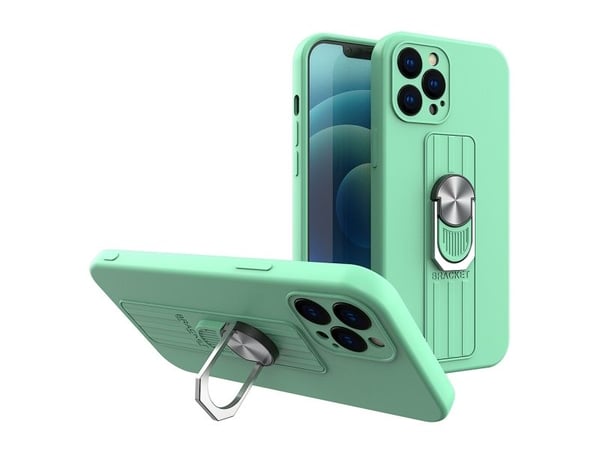 Hurtel Ring Case silikoni kotelo sormi ote ja jalusta iPhone 12 Pro Max mint