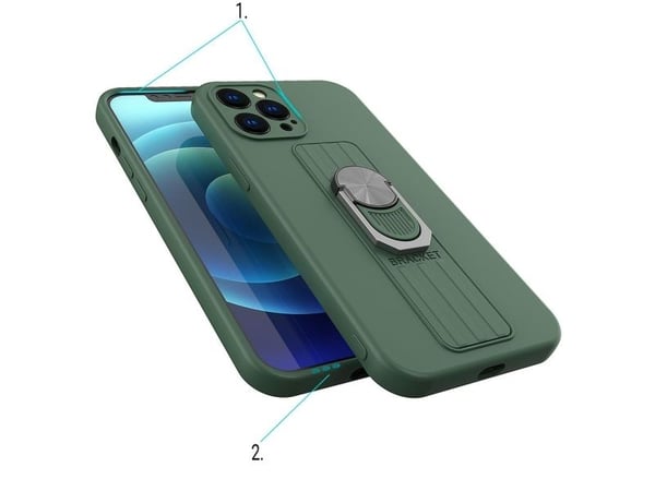 Hurtel Ring Case silikondeksel med fingerholder og stativ til Samsung Galaxy A72 4G brun
