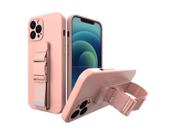 Tau-deksel gel-deksel med kjede-lanyardveske til Xiaomi Redmi 9 - rosa