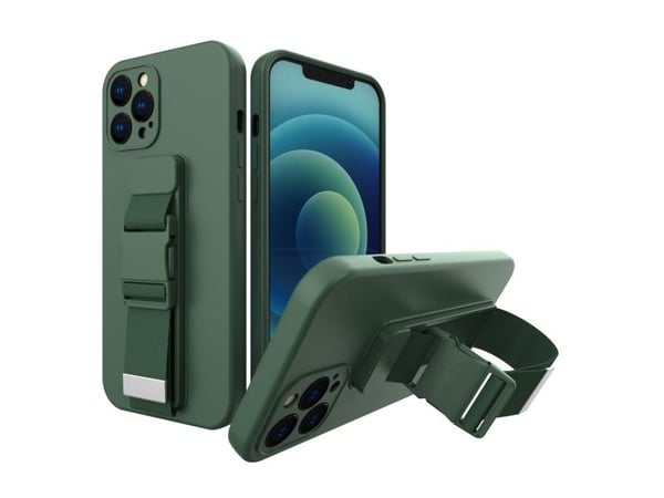 Rope case gel-deksel med kjetting-lanyard til veske - Samsung Galaxy A32 4G - mørkegrønn