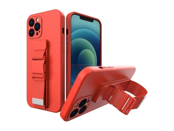 Tau-cover gel med håndveske-lanyard og kjede til Samsung Galaxy A22 5G - rød