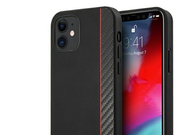 Ferrari FESAXHCP12SBK iPhone 12 mini 5,4" czarny/black hardcase On Track Carbon Stripe