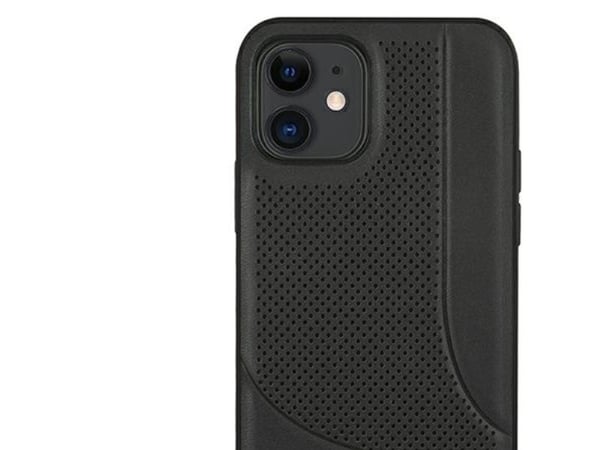 Mercedes perforert lærdeksel til iPhone 12 mini - Svart