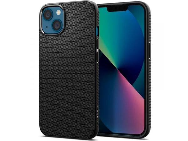 Spigen Liquid Air - Baksidedeksel for mobiltelefon - termoplast-polyuretan (TPU) - matt svart - for Apple iPhone 13